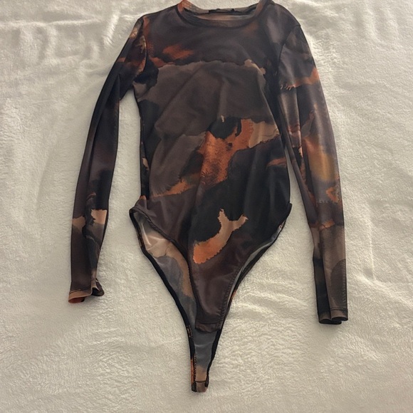 Zara Camouflage Bodysuit in Brown and Black - Picture 1 of 3